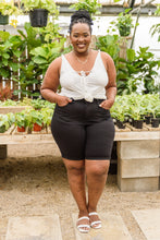 Load image into Gallery viewer, Hi-Rise Black Cuffed Bermuda Shorts