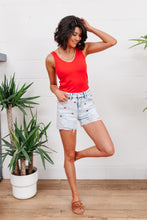 Load image into Gallery viewer, Hi-Waisted Cherry Acid Wash Cutoffs