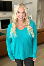 Load image into Gallery viewer, V-Neck Front Seam Sweater in Turquoise