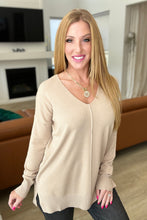 Load image into Gallery viewer, V-Neck Front Seam Sweater in Light Mocha