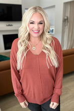 Load image into Gallery viewer, V-Neck Front Seam Sweater in Heather Rust