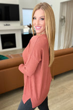 Load image into Gallery viewer, V-Neck Front Seam Sweater in Heather Rust