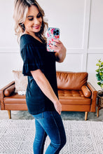 Load image into Gallery viewer, Tinley's Tiers Ruffle Sleeve Top in Black