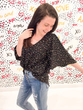 Load image into Gallery viewer, Hearts Have It Top In Black