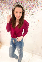 Load image into Gallery viewer, Take Me Out Faux Wrap Bodysuit In Magenta