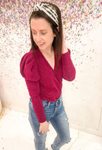 Load image into Gallery viewer, Take Me Out Faux Wrap Bodysuit In Magenta