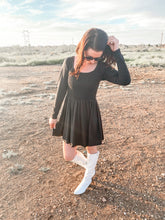 Load image into Gallery viewer, The Sicily Long Sleeve Romper/ Dress In Black