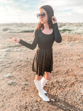 Load image into Gallery viewer, The Sicily Long Sleeve Romper/ Dress In Black