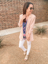 Load image into Gallery viewer, Pretty In Pink Blazer Ruched 3/4 Sleeve Blazer