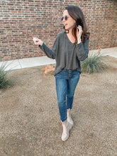 Load image into Gallery viewer, The Laurie Stripe Tone on Tone Grey Top