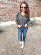 Load image into Gallery viewer, The Laurie Stripe Tone on Tone Grey Top