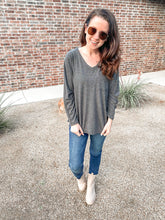 Load image into Gallery viewer, The Laurie Stripe Tone on Tone Grey Top