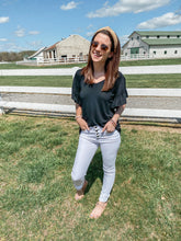 Load image into Gallery viewer, Tinley's Tiers Ruffle Sleeve Top in Black