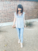 Load image into Gallery viewer, Blue By You Embroidery Top