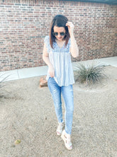 Load image into Gallery viewer, Blue By You Embroidery Top