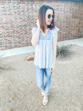 Load image into Gallery viewer, Blue By You Embroidery Top