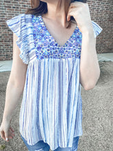 Load image into Gallery viewer, Blue By You Embroidery Top