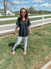 Load image into Gallery viewer, Tinley's Tiers Ruffle Sleeve Top in Black