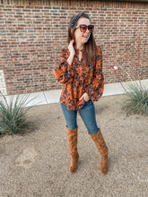 Load image into Gallery viewer, The Mallory Floral Blouse In Rust