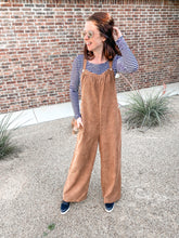 Load image into Gallery viewer, The Claire Corduroy Jumpsuit In Camel