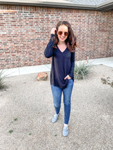 Load image into Gallery viewer, It's Your Move V Neck Long Sleeve Top In Black