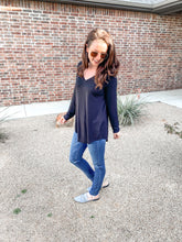 Load image into Gallery viewer, It's Your Move V Neck Long Sleeve Top In Black