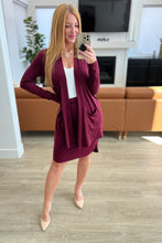 Load image into Gallery viewer, Slouchy Pocket Open Cardigan in Dark Burgundy