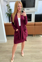 Load image into Gallery viewer, Slouchy Pocket Open Cardigan in Dark Burgundy