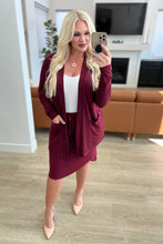 Load image into Gallery viewer, Slouchy Pocket Open Cardigan in Dark Burgundy