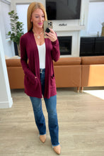 Load image into Gallery viewer, Slouchy Pocket Open Cardigan in Dark Burgundy