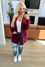 Load image into Gallery viewer, Slouchy Pocket Open Cardigan in Dark Burgundy