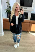 Load image into Gallery viewer, Slouchy Pocket Open Cardigan in Black