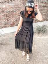 Load image into Gallery viewer, The Mai Smocked Dress- Black