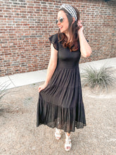 Load image into Gallery viewer, The Mai Smocked Dress- Black