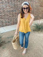 Load image into Gallery viewer, The Elsie Yellow Polk-a-dotted Button Down Tank