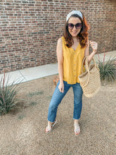 Load image into Gallery viewer, The Elsie Yellow Polk-a-dotted Button Down Tank