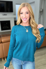 Load image into Gallery viewer, Front Seam Round Neck Sweater in Heather Ocean Teal