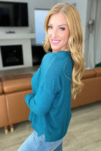 Load image into Gallery viewer, Front Seam Round Neck Sweater in Heather Ocean Teal