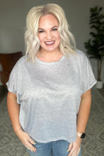 Load image into Gallery viewer, Round Neck Cuffed Sleeve Top in Heather Grey