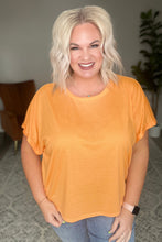 Load image into Gallery viewer, Round Neck Cuffed Sleeve Top in Neon Orange