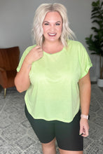 Load image into Gallery viewer, Round Neck Cuffed Sleeve Top in Lime