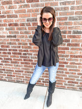 Load image into Gallery viewer, Basic, Who?? Black Ribbed Top