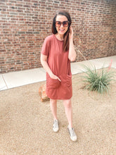 Load image into Gallery viewer, Easy Day Patch Pocket T-Shirt Dress
