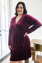 Load image into Gallery viewer, Jentsyn Velvet V-Neck Dress in Wine