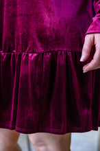 Load image into Gallery viewer, Jentsyn Velvet V-Neck Dress in Wine
