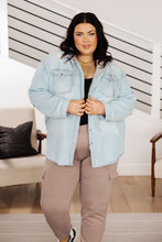 Load image into Gallery viewer, Jordan Hooded Denim Shacket in Light Wash