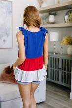 Load image into Gallery viewer, Red, White and CUTE Color Block Tank