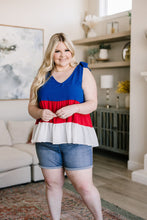 Load image into Gallery viewer, Red, White and CUTE Color Block Tank