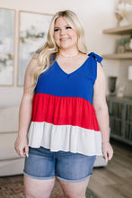 Load image into Gallery viewer, Red, White and CUTE Color Block Tank