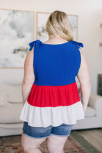 Load image into Gallery viewer, Red, White and CUTE Color Block Tank